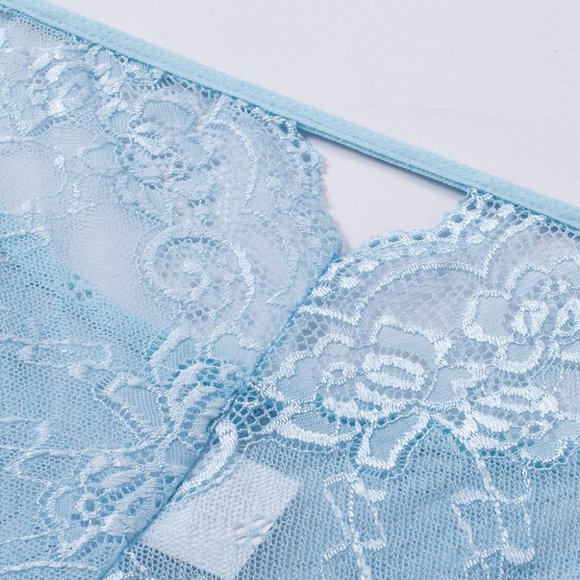 Sky Blue Floral Lace Panty - Picture 8 of 9